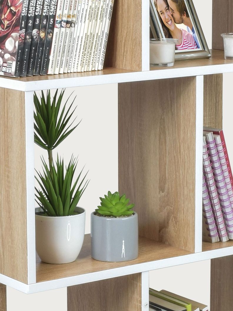 Estante Librero Vertical Top Living Book-0 Madera y Blanco-1