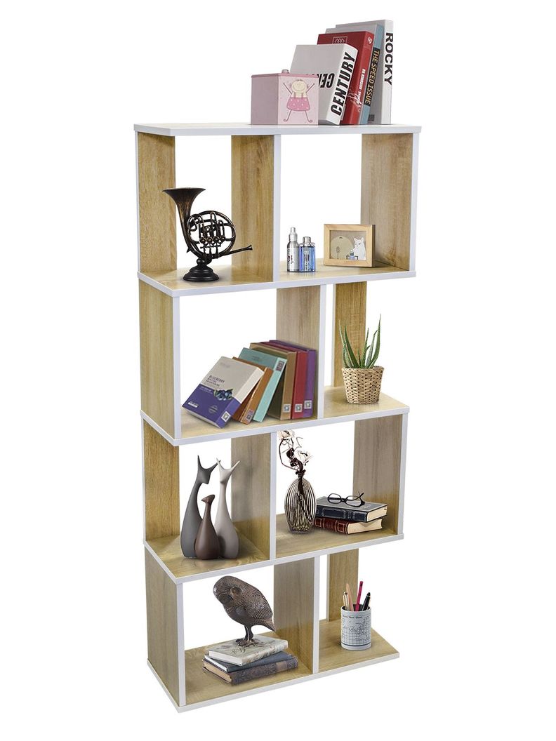 Estante Librero Vertical Top Living Book-0 Madera y Blanco-5