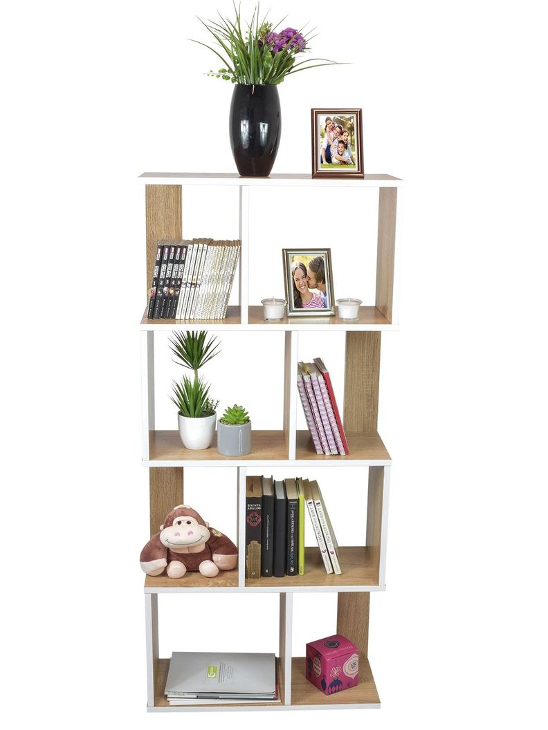 Estante Librero Vertical Top Living Book-0 Madera y Blanco-6