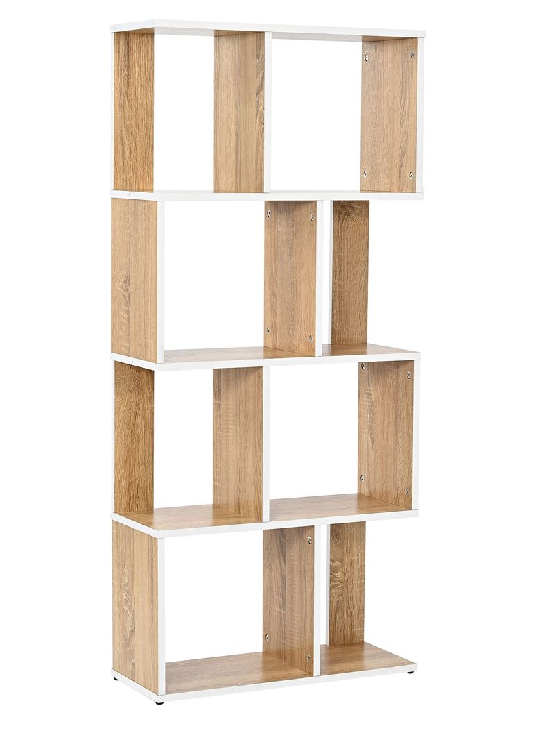 Estante Librero Vertical Top Living Book-0 Madera y Blanco-0
