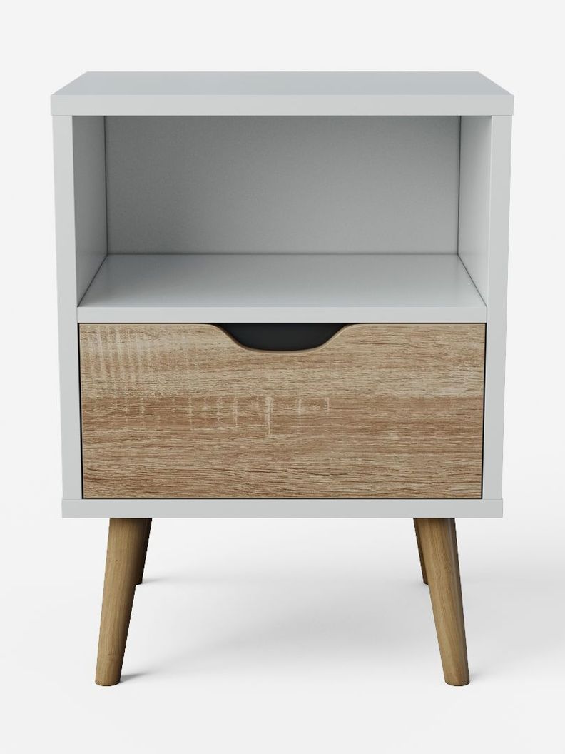 Velador Top Living Tromso Con Cajón Blanco y Madera-5