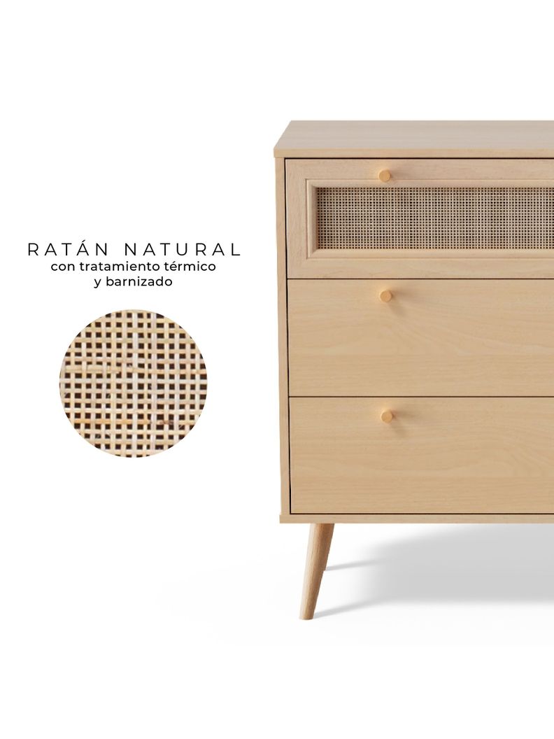 Cómoda con Ratán Top Living Calcuta Cajonera de 3 Cajones-4