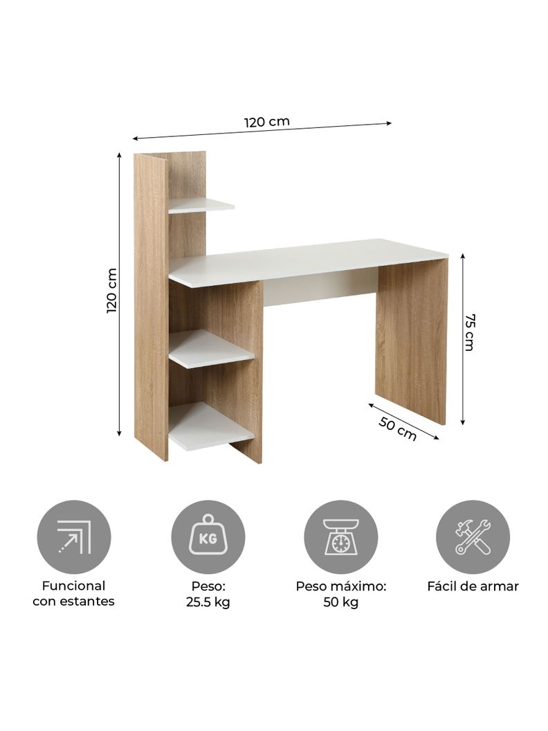 Escritorio con Librero Top Living Maple Nórdico Estantes-2