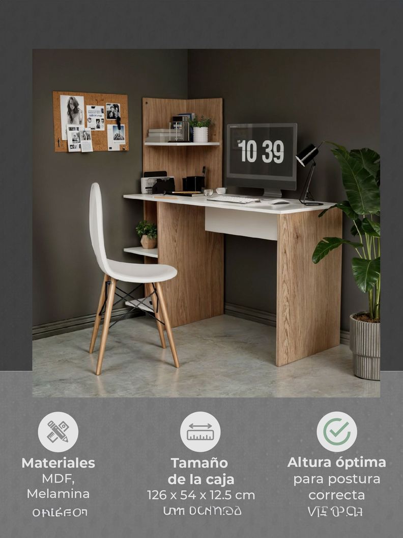 Escritorio con Librero Top Living Maple Nórdico Estantes-3