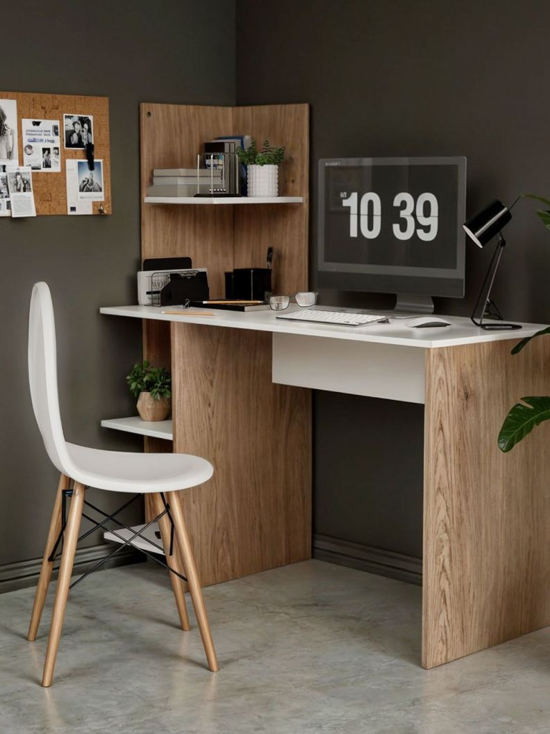 Escritorio con Librero Top Living Maple Nórdico Estantes-8