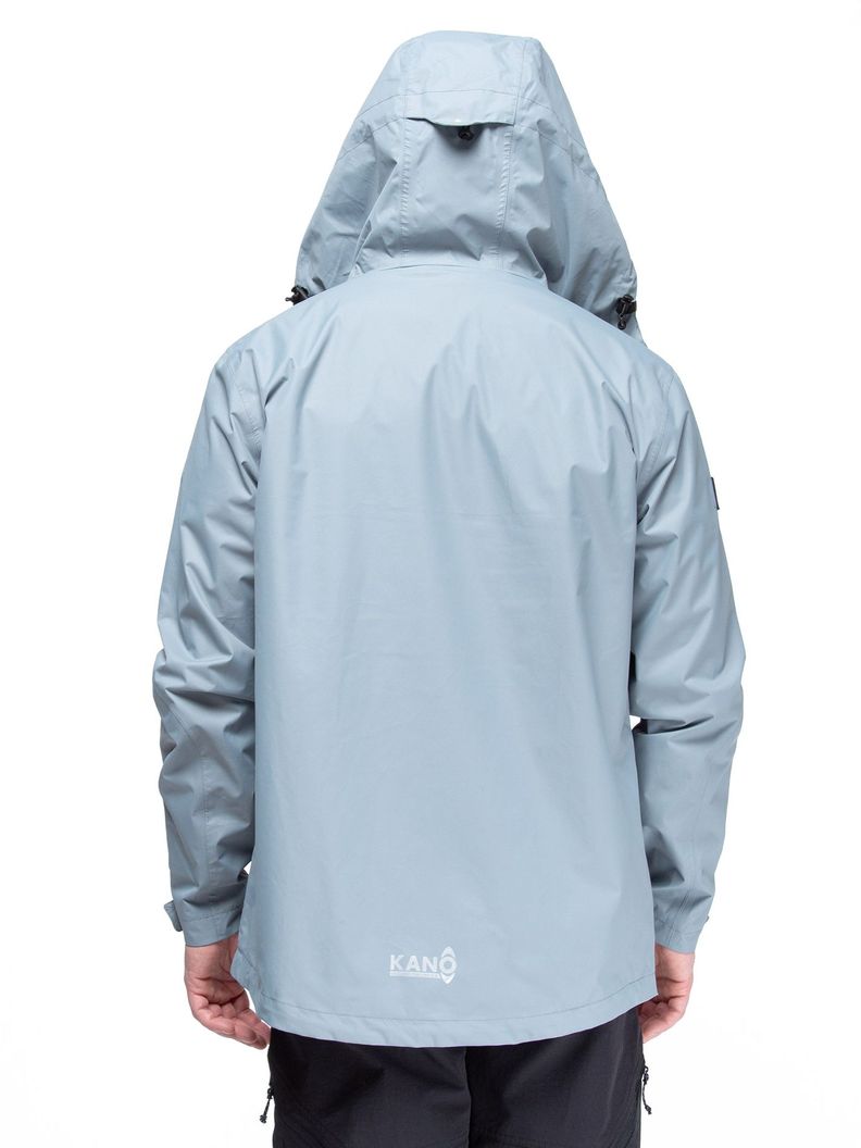 Chaqueta Cortavientos Impermeable Hombre Azul con Gorro-2