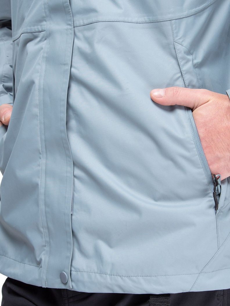 Chaqueta Cortavientos Impermeable Hombre Azul con Gorro-4