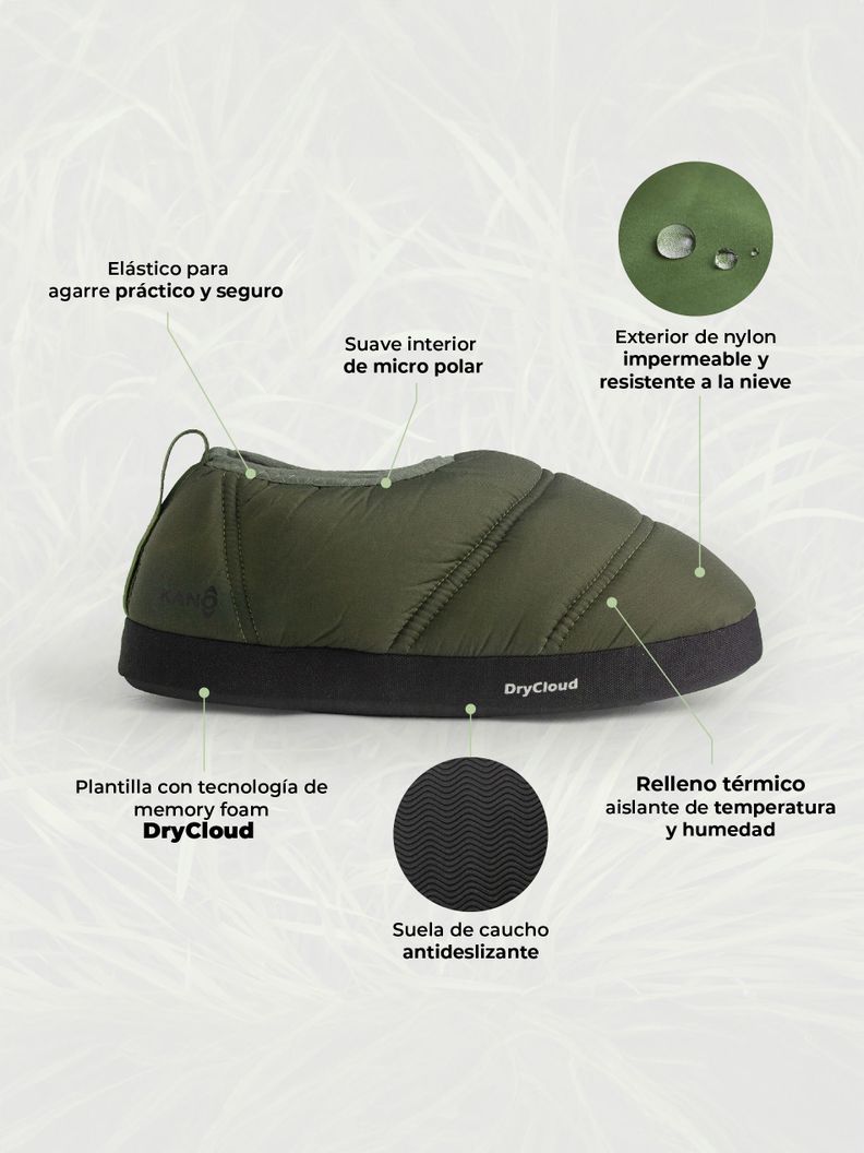 Pantuflas Outdoor Kano Impermeables con Memory Foam Verde-2