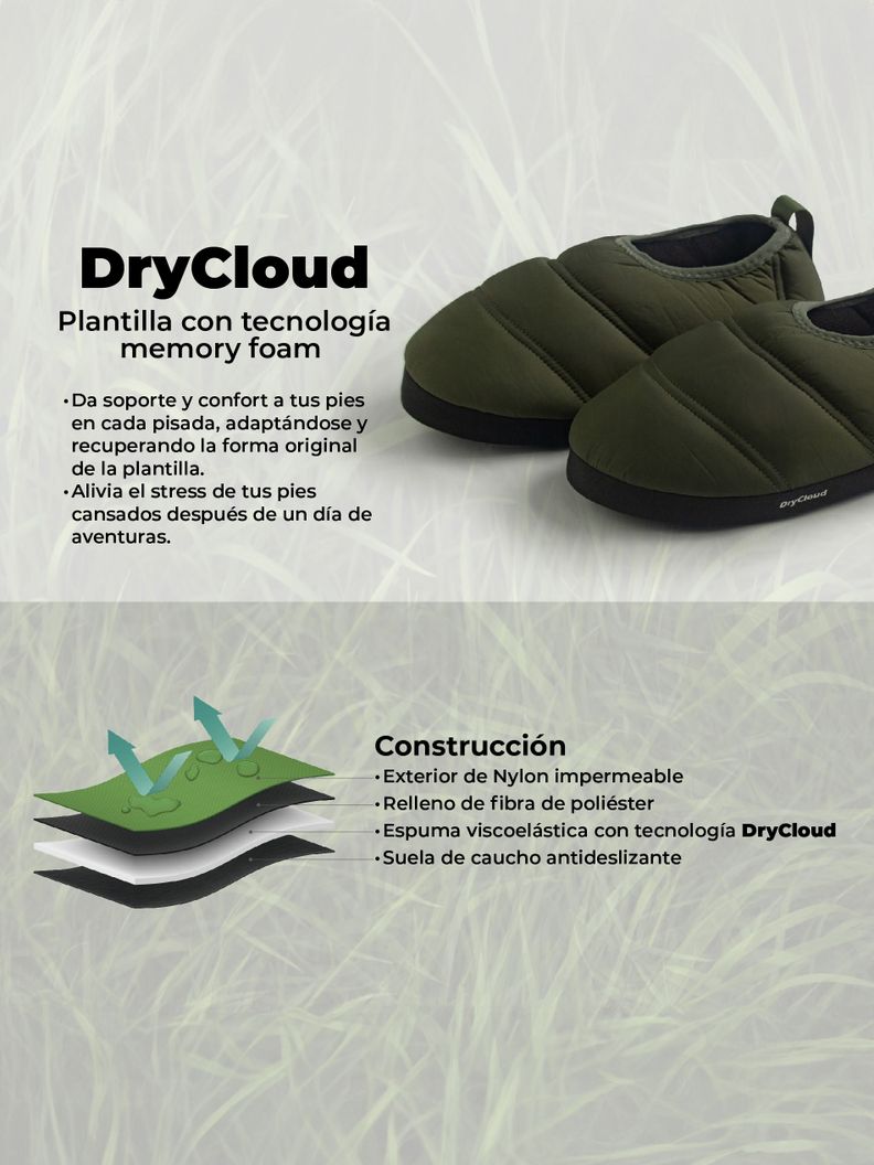 Pantuflas Outdoor Kano Impermeables con Memory Foam Verde-3