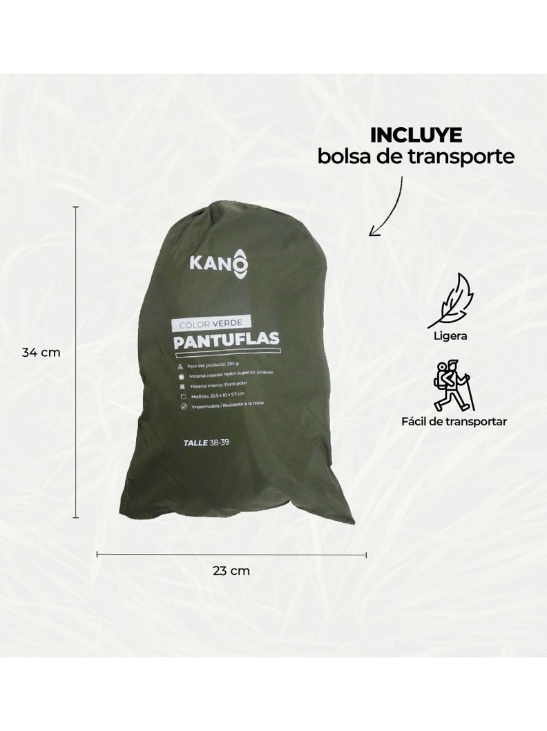 Pantuflas Outdoor Kano Impermeables con Memory Foam Verde-4