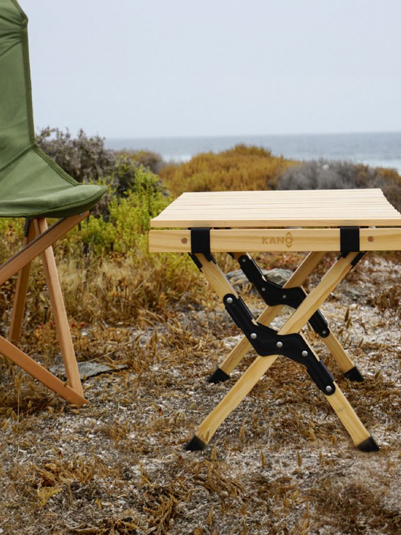 Mesa Plegable de Madera Clara Para Camping Natural Kano-1