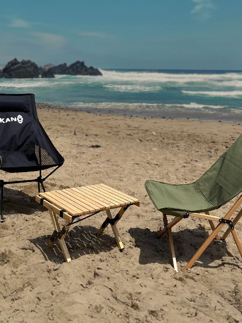 Mesa Plegable de Madera Clara Para Camping Natural Kano-7