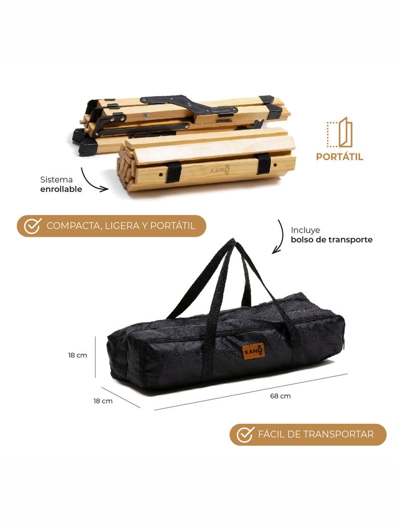 Mesa Plegable de Madera Clara Para Camping Natural Kano-4