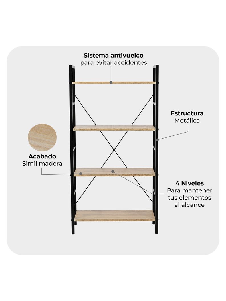 Estante Librero Vertical Top Living Book-1 Industrial-3
