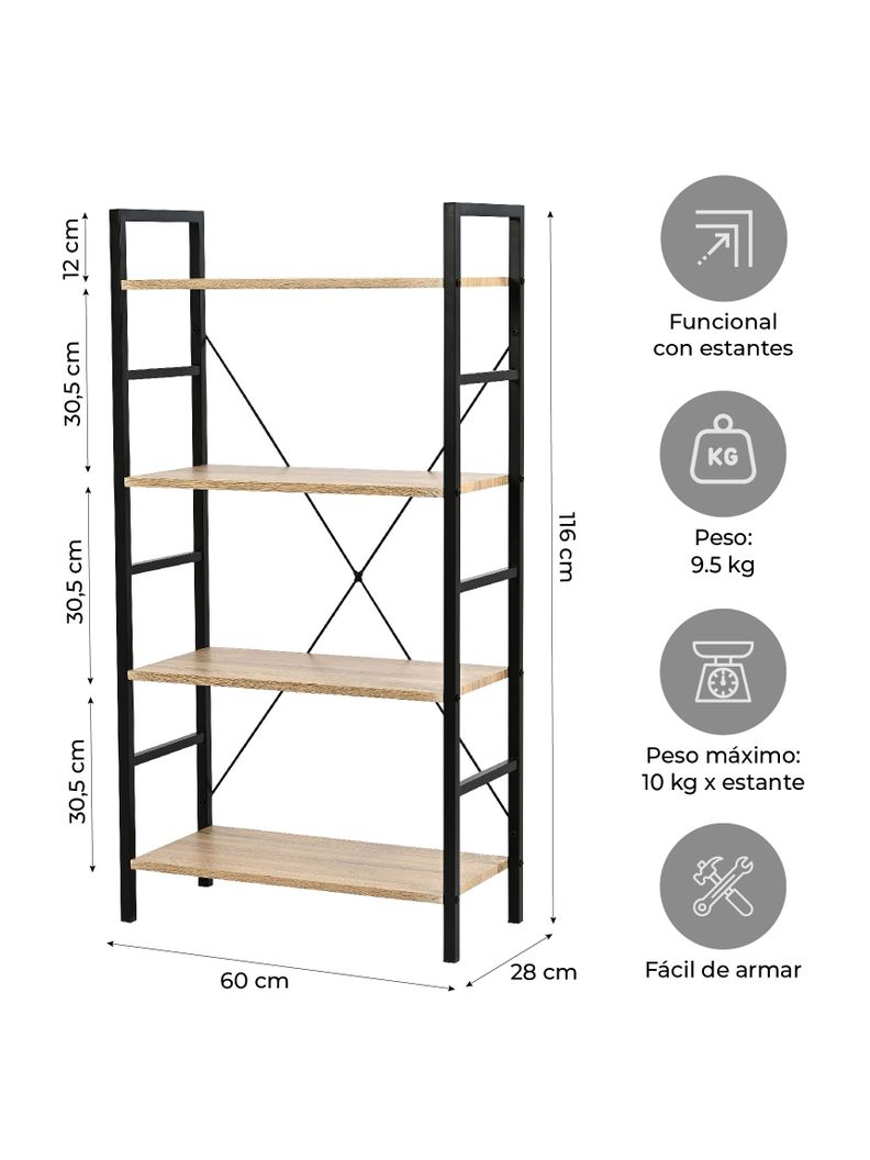 Estante Librero Vertical Top Living Book-1 Industrial-4