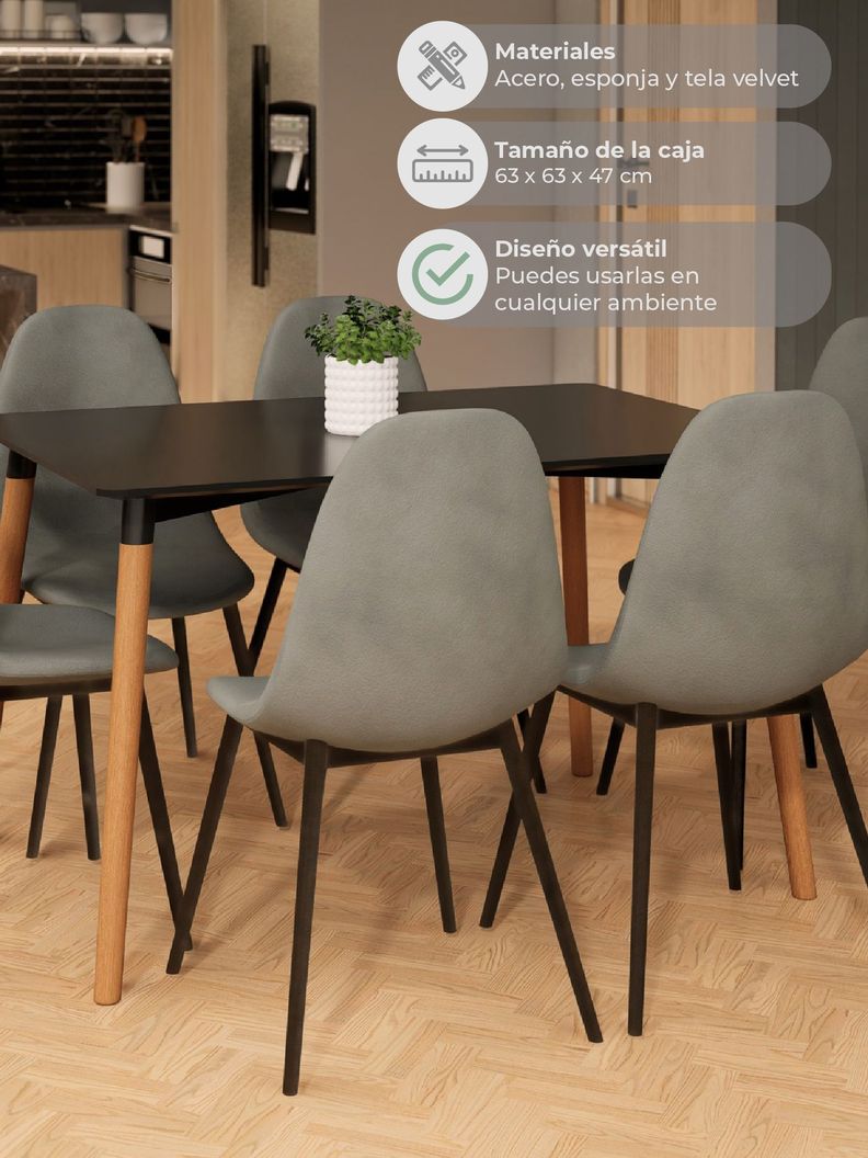Set x4 Sillas de Comedor Eames Top Living Ralina Terciopelo-2