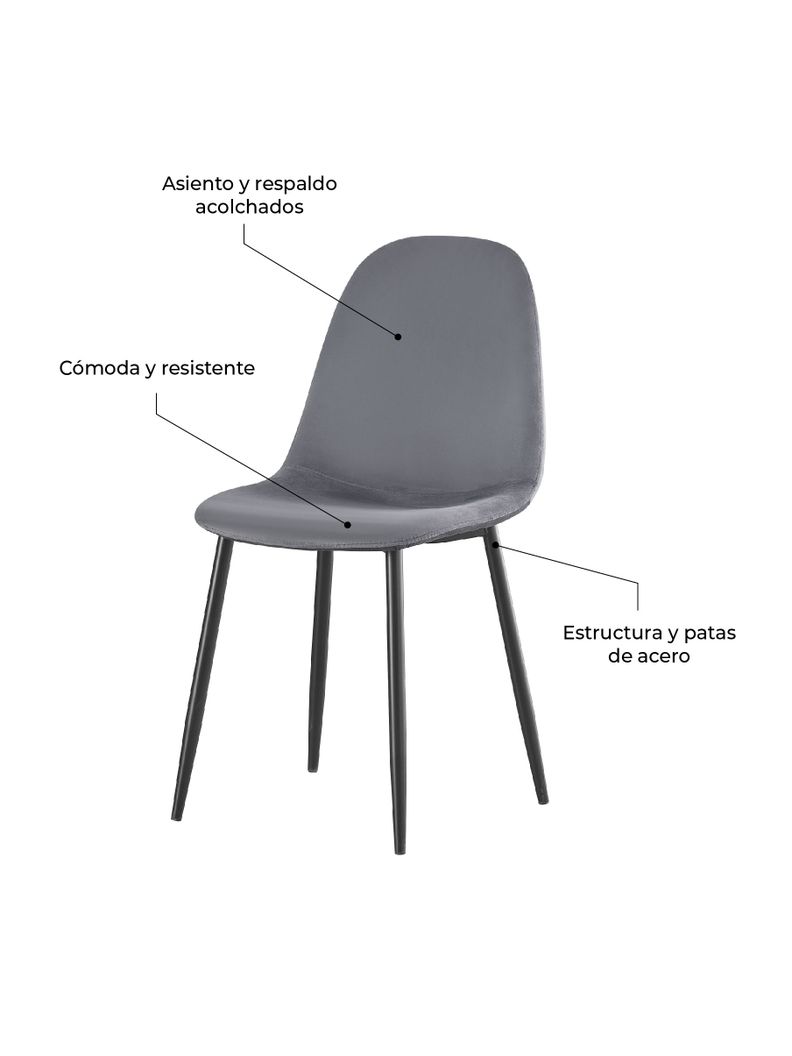 Set x4 Sillas de Comedor Eames Top Living Ralina Terciopelo-4