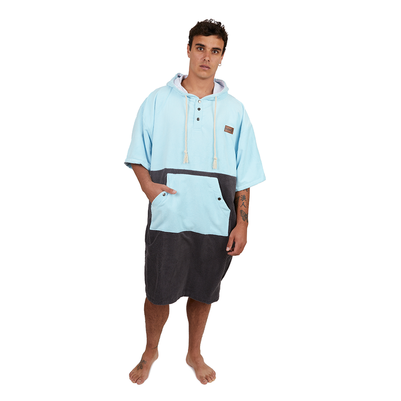 Poncho Terry Negro Celeste / Poncho Surf Kano-0