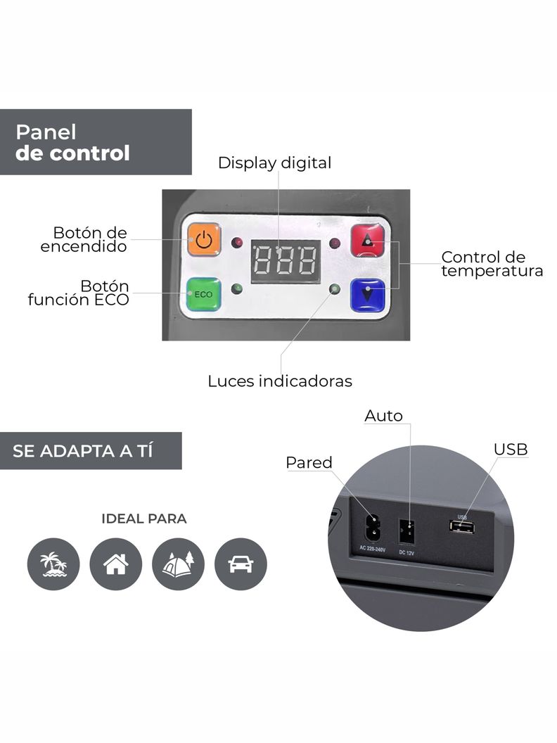 Cooler Eléctrico Portátil Kano Queulat Enfría y Calienta 33L-4