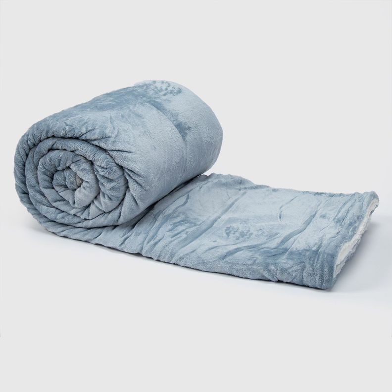 Manta Frazada Sherpa Polar Franela Azul 1,5 Plazas Relan-0