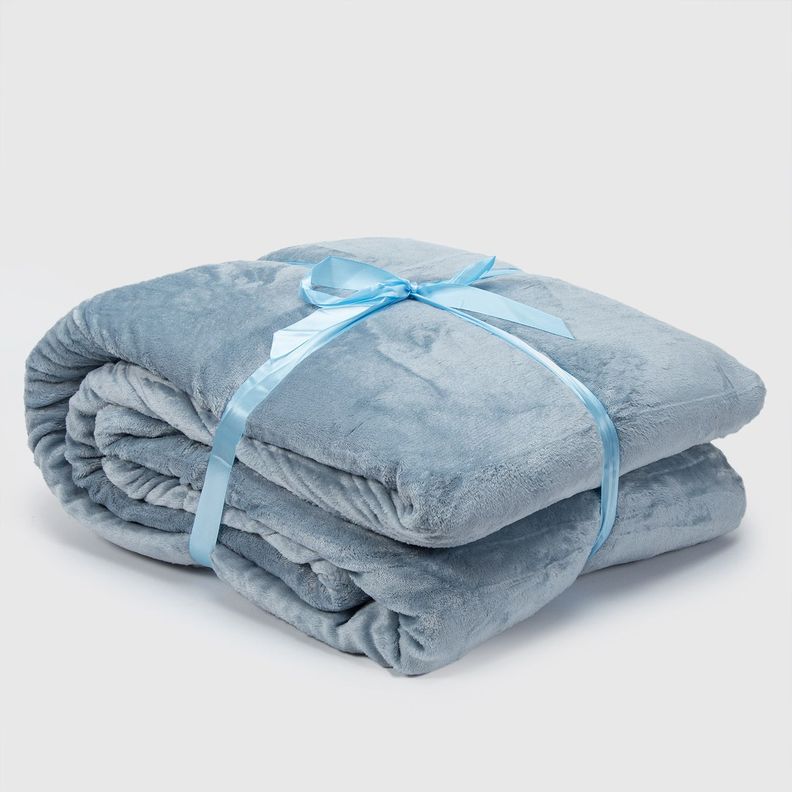 Manta Frazada Sherpa Polar Franela Azul 1,5 Plazas Relan-4