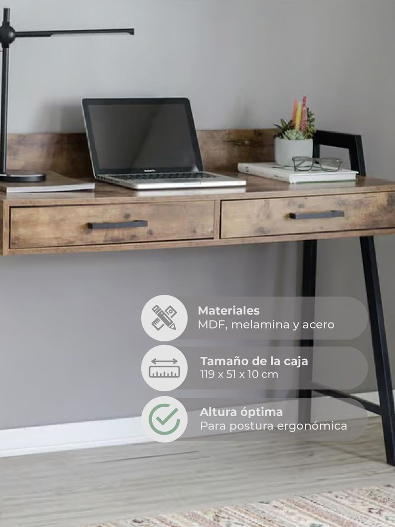 Escritorio Industrial USB Top Living Desk-23 con Cajones-1