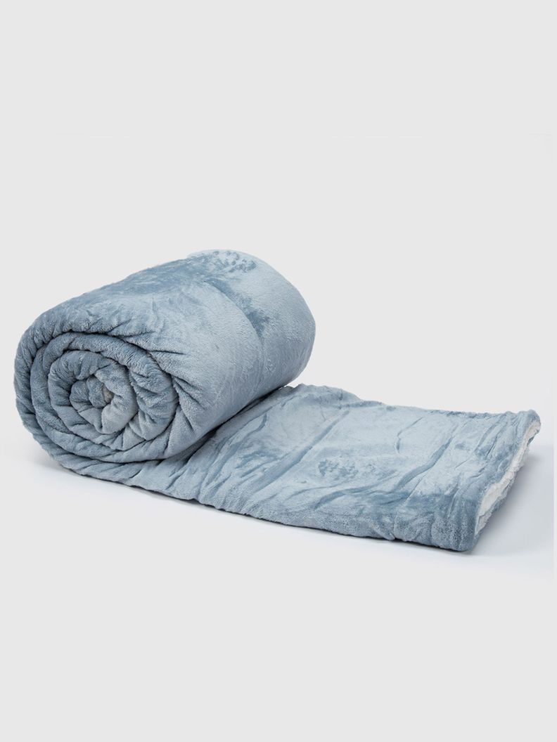 Manta Frazada Sherpa Polar Franela Azul King Relan-0