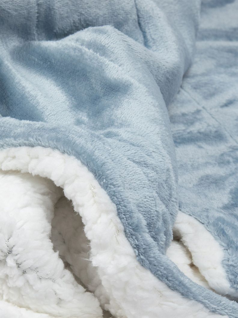 Manta Frazada Sherpa Polar Franela Azul King Relan-1