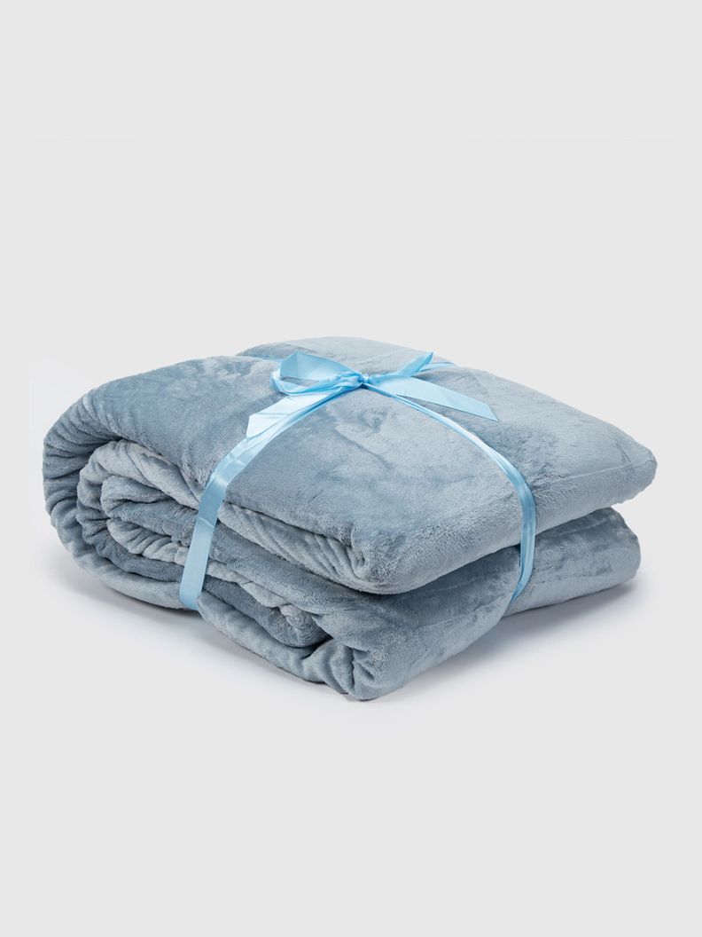 Manta Frazada Sherpa Polar Franela Azul King Relan-4