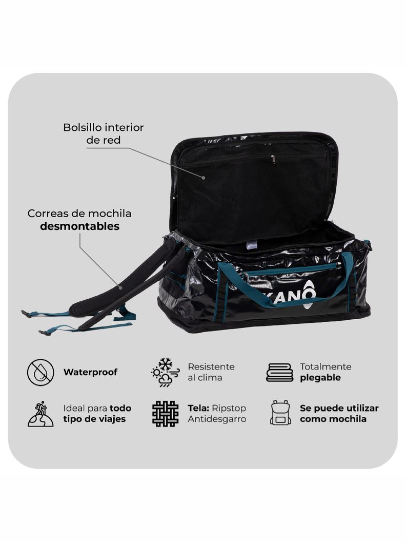 Bolso Mochila Impermeable Negro Kano Outdoor 80L Plegable-3