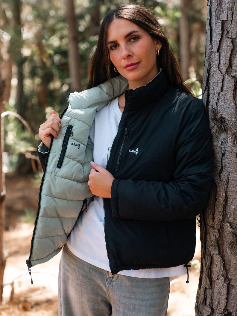 Parka Reversible Mujer Verde Agua / Negro Kano Alerce Kano | Paris.cl