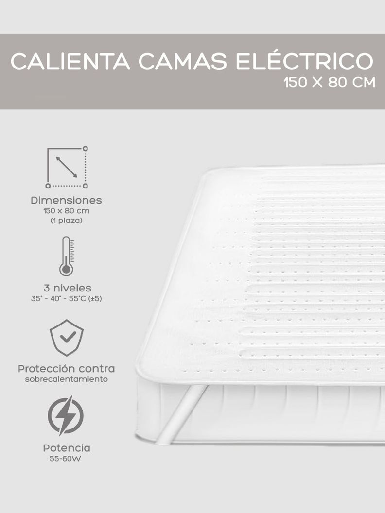 Calienta Camas Eléctrico Relan 150 x 80 cm - 3 Niveles-1