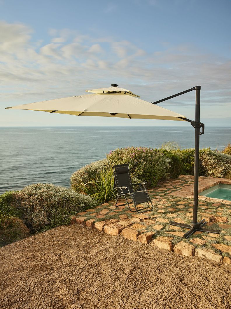 Quitasol Reforzado con Base Relan Bright Night Luces 300cm-2