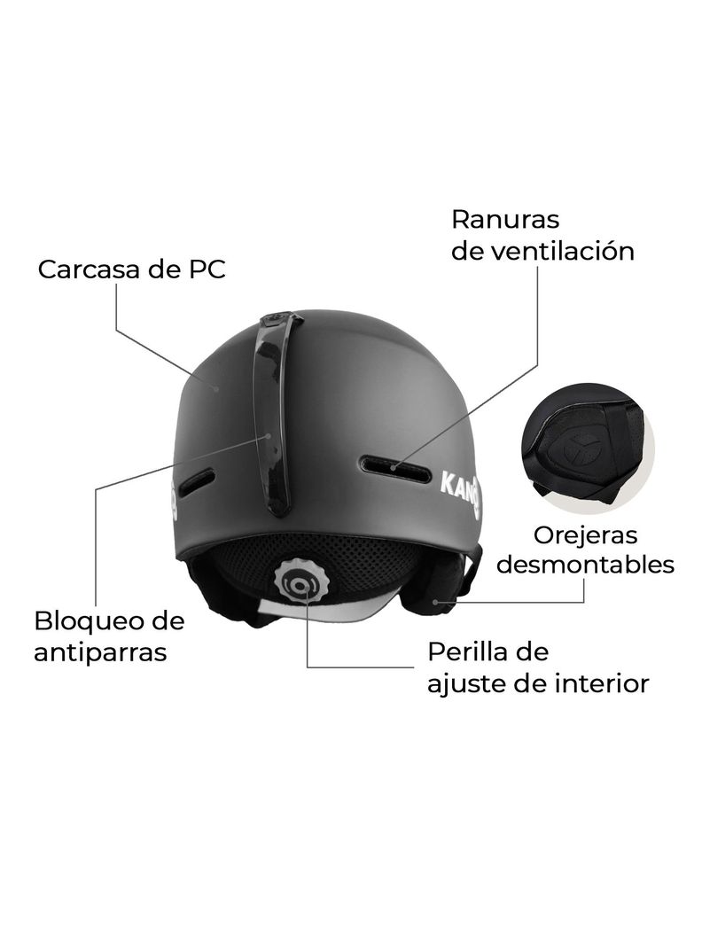 Casco De Ski y Snowboard Kano Artic 99 Negro Ajustable-2