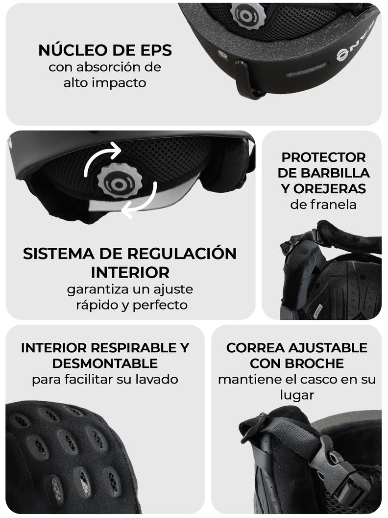 Casco De Ski y Snowboard Kano Artic 99 Negro Ajustable-3