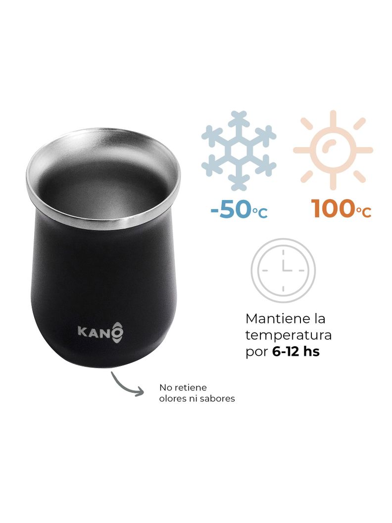 Mate de Acero Inoxidable Kano Matera Térmica 230ml Insulado-3