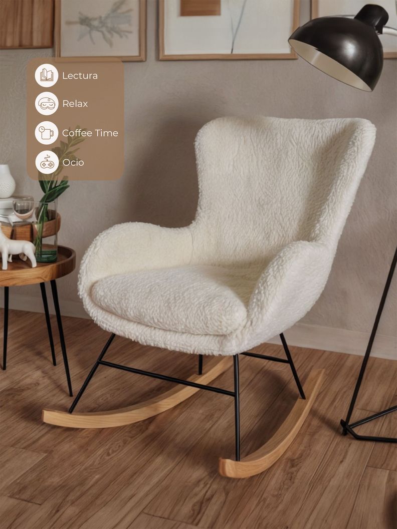 Sitial Mecedora Sherpa Relan Tavia Silla Individual Beige-4