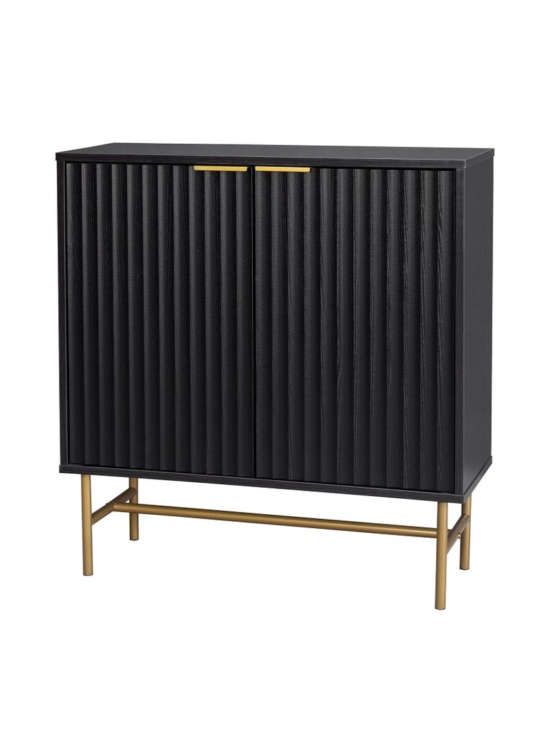 Bar Buffet Negro con Dorado Top Living Bronx Vajillero-7