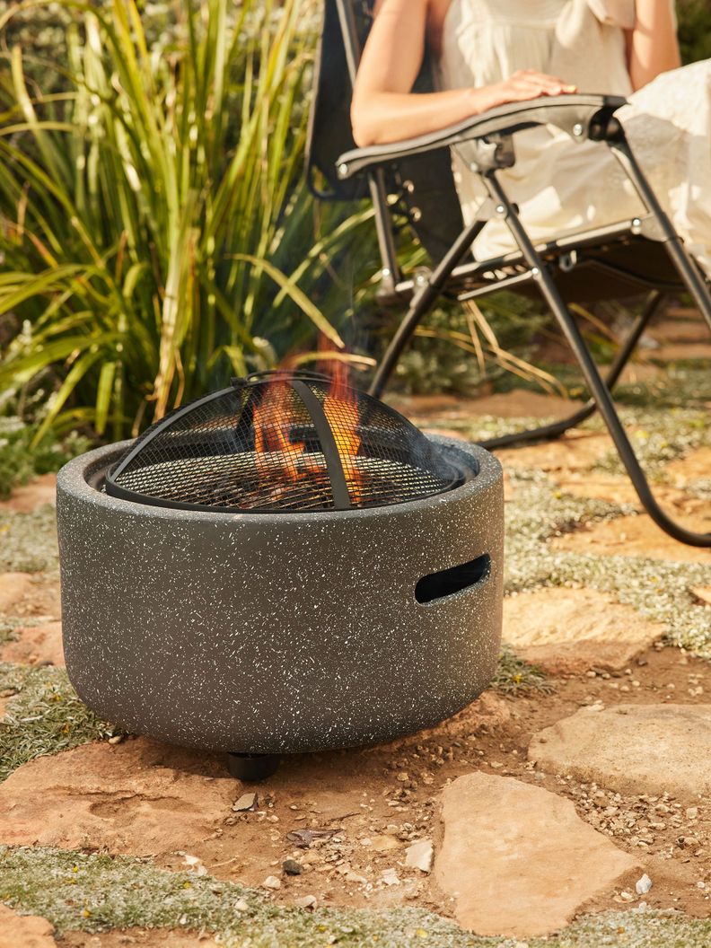 Fogón a Carbón Relan Stein Brasero y Parrilla Simil Piedra-1