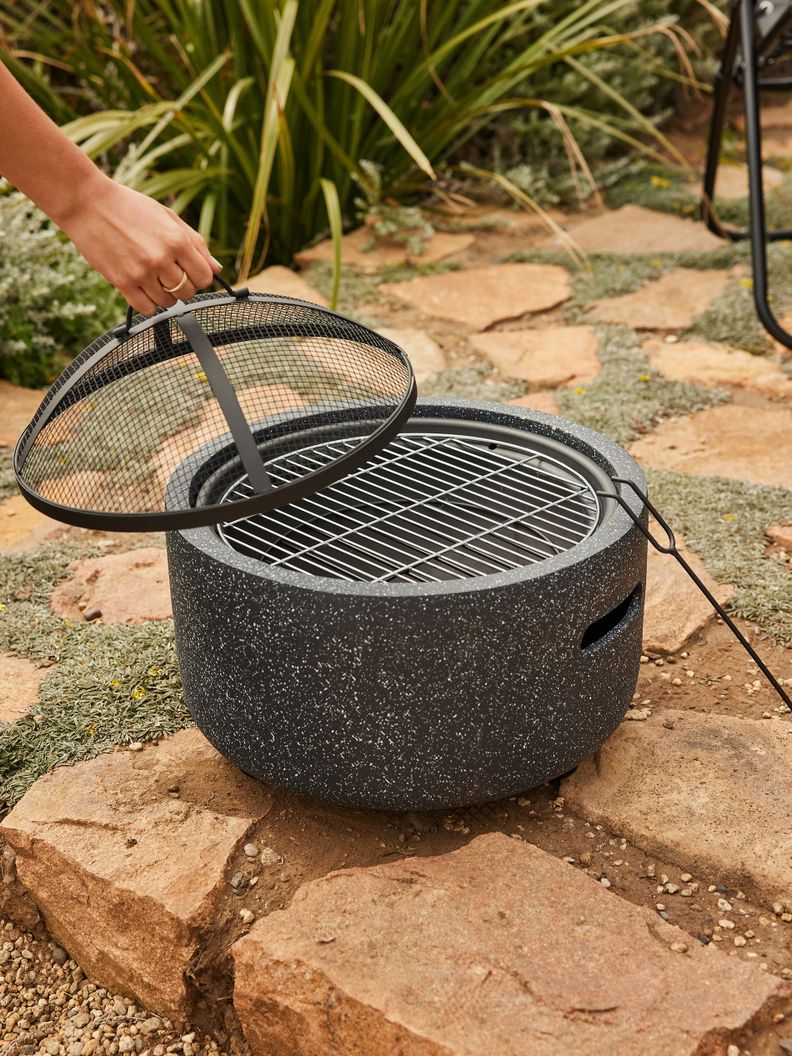Fogón a Carbón Relan Stein Brasero y Parrilla Simil Piedra-6