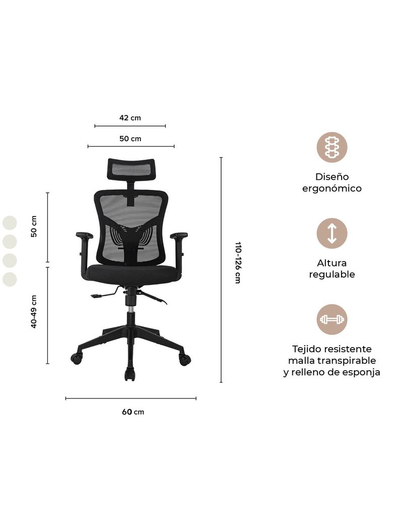 Silla de Oficina Presidente Ankara Con Cabecero Regulable-2