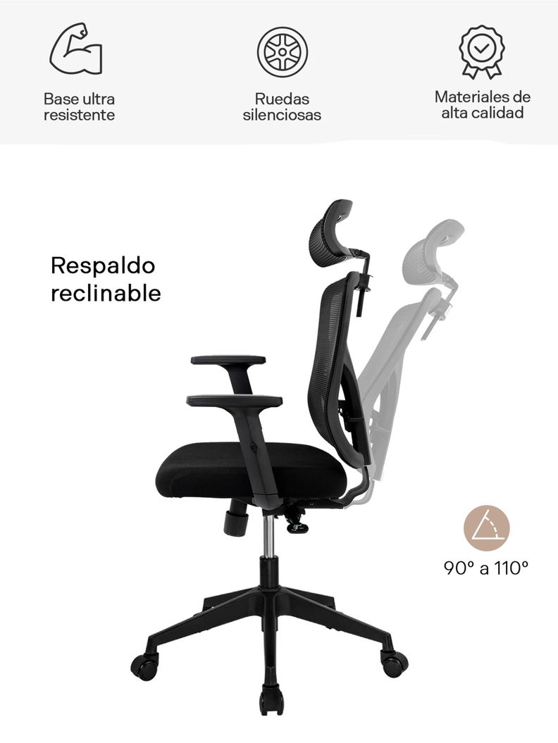Silla de Oficina Presidente Ankara Con Cabecero Regulable-4