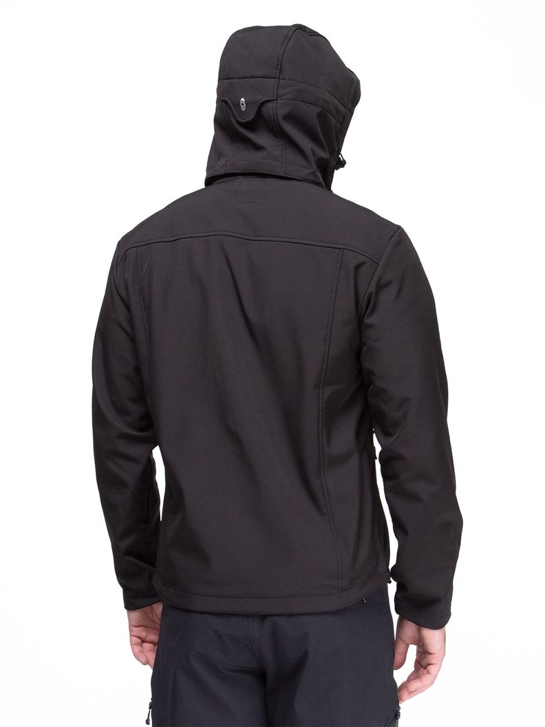 Chaqueta Softshell Impermeable Kano Tepa Negro con Gorro-1