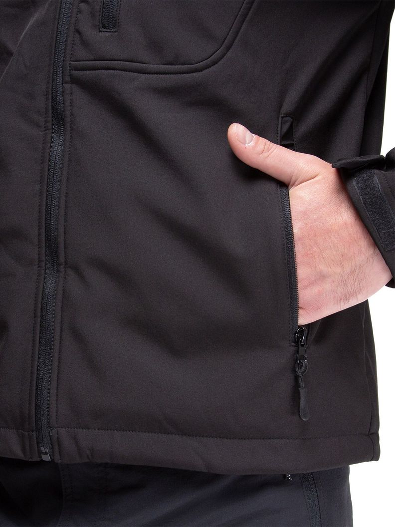 Chaqueta Softshell Impermeable Kano Tepa Negro con Gorro-4