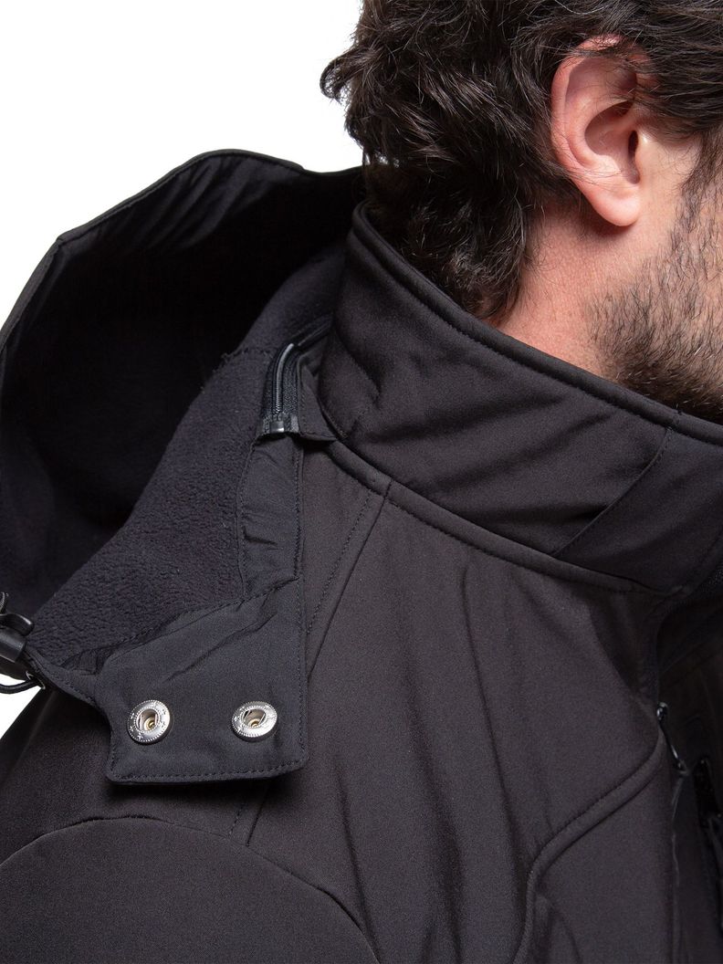 Chaqueta Softshell Impermeable Kano Tepa Negro con Gorro-9