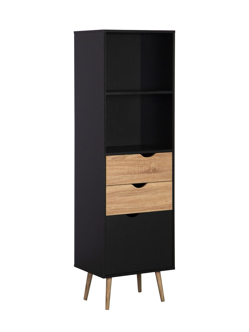 Estante Librero Top Living Gotemburgo Black Nórdico con Cajones-0