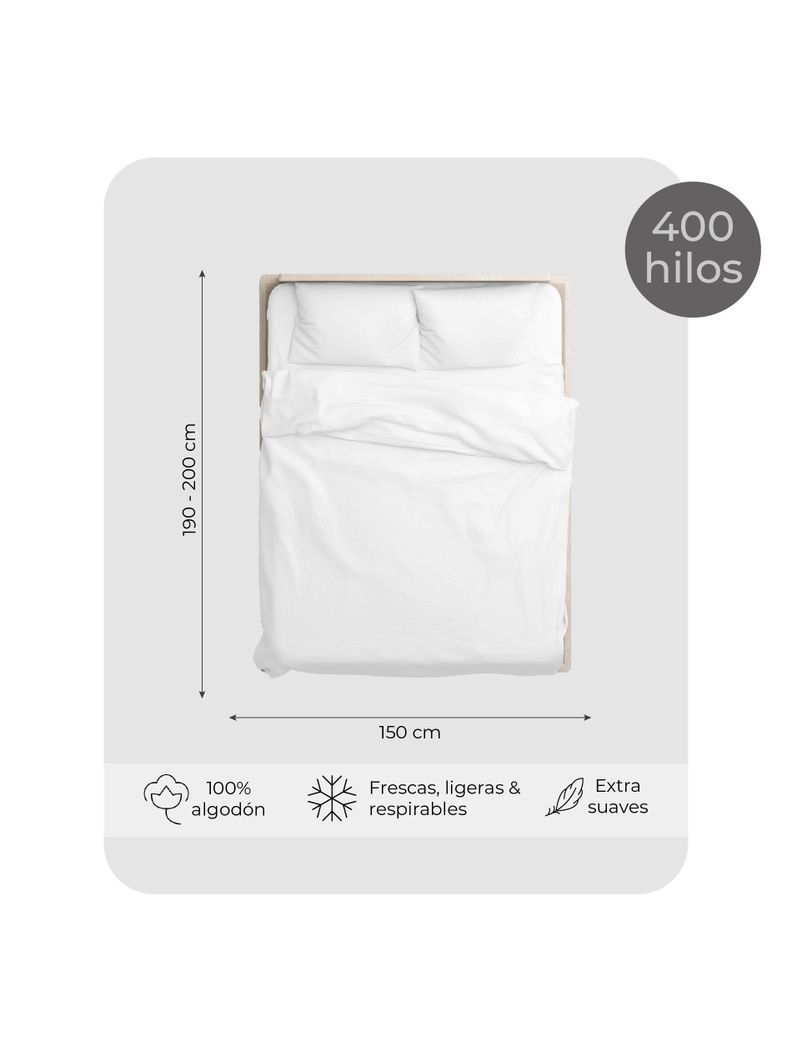 Sábanas Queen 100% Algodón Relan 400 Hilos Premium-1