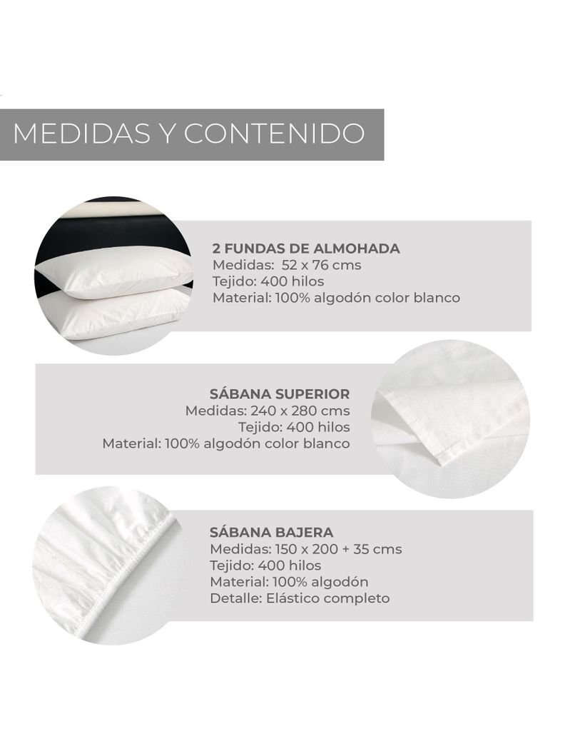Sábanas Queen 100% Algodón Relan 400 Hilos Premium-5