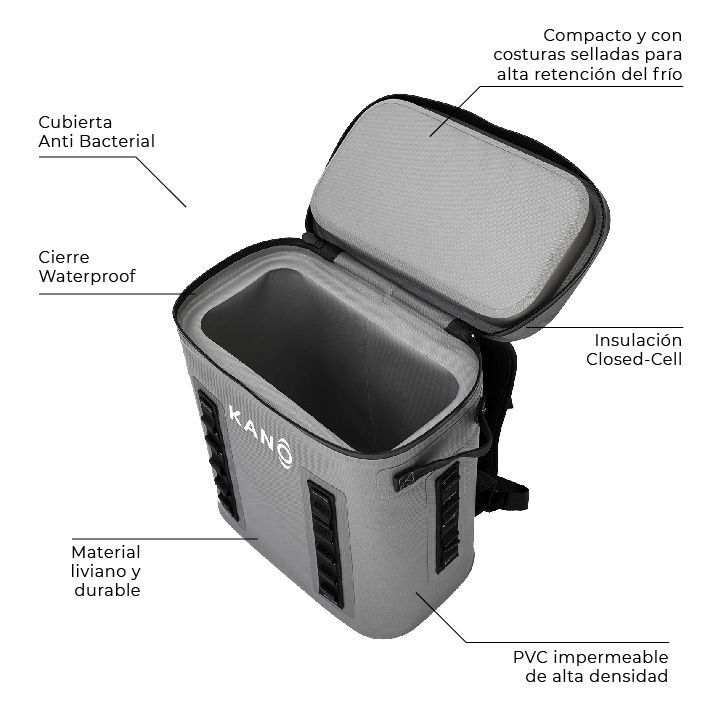 Cooler Mochila Térmica de Aislamiento Grey 20L Kano-2