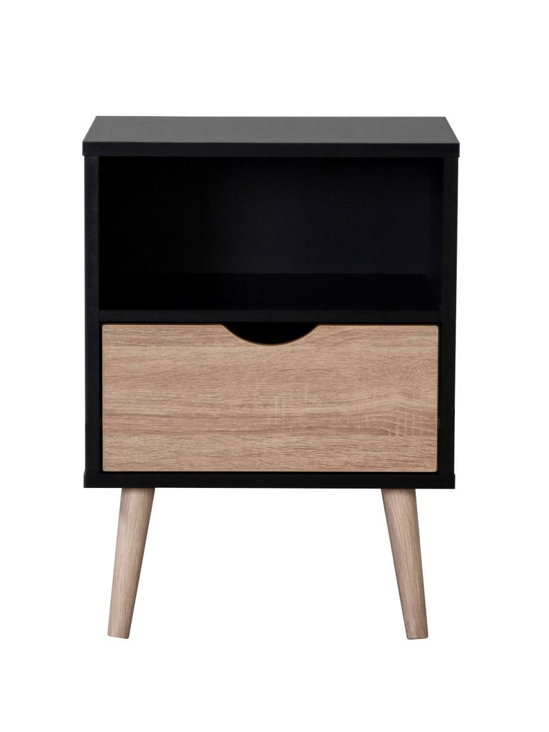 Velador Top Living Tromso Con Cajón Negro y Madera-6